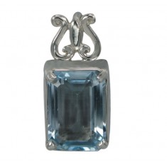 Rectanglar Blue Topaz Pendant, Sterling Silver